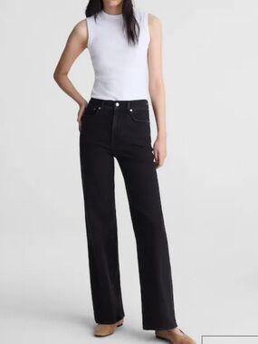 Madewell The Wide Leg Black Jeans size 27 high Rise style BK5217